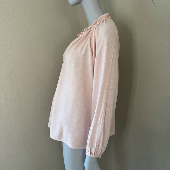 XIRENA Camila Crepe Top Rosefinch Pale Pink V-Neck Long Sleeve Loose Fit Size SM - Picture 8 of 16